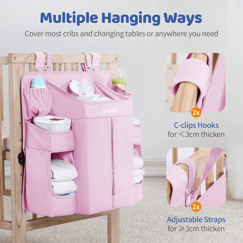 Sweeby Diaper Organizer for Changing Table and Crib - Nursery Diaper Stacker Hanging Caddy for Baby Essentials - Image 5